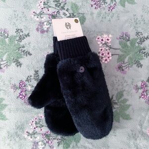 House of Harlow 1960 Faux Fur Flip Top Mittens - Black